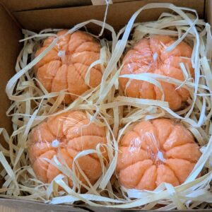Lot de 4 bougies mandarine en cire de soja dans une boîte cadeau