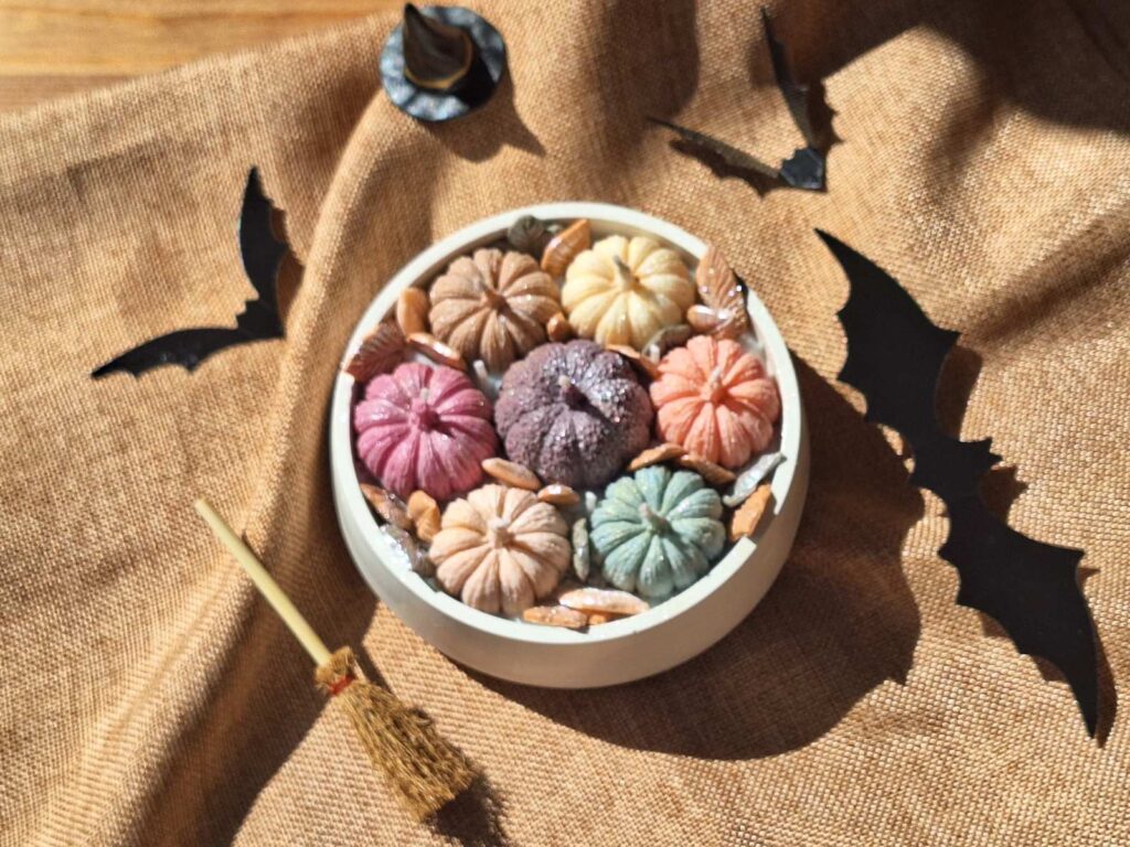 Bouquet de 7 Bougies Citrouilles – Plâtre Naturel
